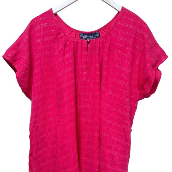 Susan Graver Pink Peasant Blouse XL Cotton Blend Short Sleeve QVC Top NWT - Picture 9 of 9